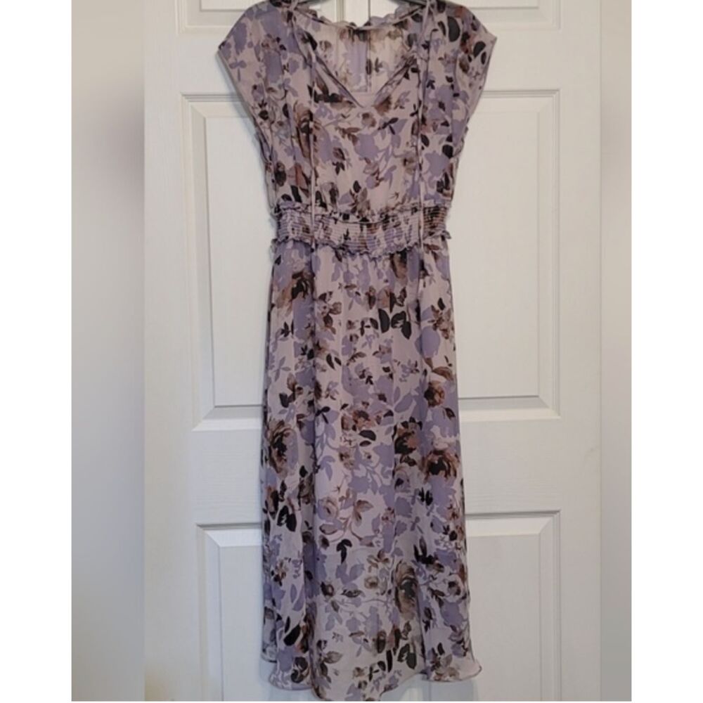 Simply Vera Vera Wang Hi-Lo Lavender Floral Midi Dress Size Med